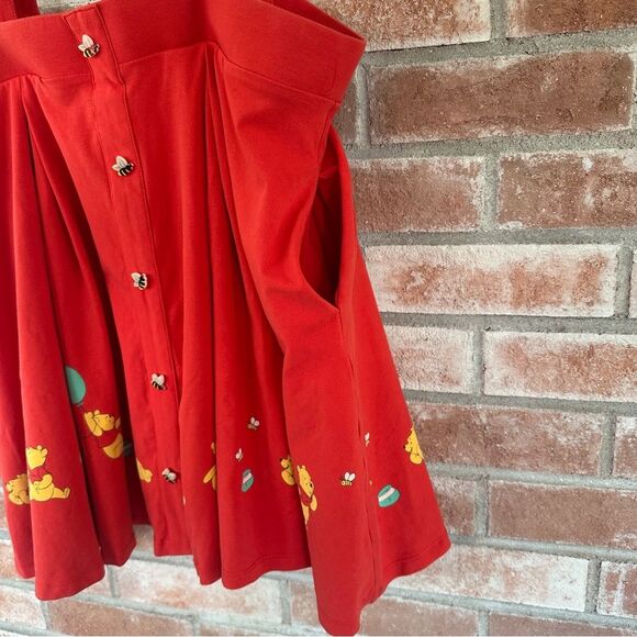 Disney Winnie Pooh Suspender Overalls Skirt Women’s Plus 1X Red - Picture 10 of 11